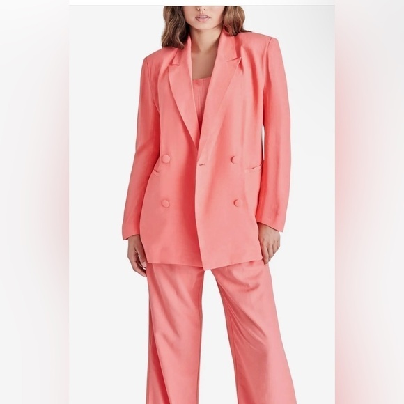 Steve Madden Jackets & Blazers - STEVE MADDEN NWT Baldwin Double Breasted Linen Blend Blazer in Spring Rose M…